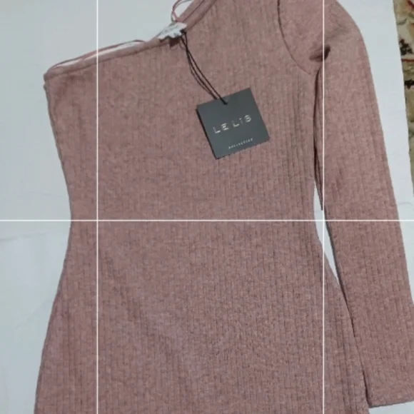 Final $8 LeLis "One Shoulder Cable Knit Dress" Sz. S Dusty Pink. - Picture 2 of 6